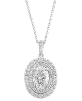 Effy Lab Grown Diamond Oval & Round Double Halo 18" Pendant Necklace (2-3/4 ct. t.w.) in 14k White Gold