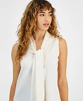 Bar Iii Women's Sleeveless Tie-Neck Blouse, Created for Macy's