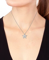 Effy Lab Grown Diamond Fancy-Cut Star Pendant Necklace (1 ct. t.w.) in 14k White Gold, 17" + 2" extender