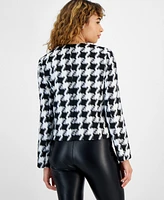 Bar Iii Women's Houndstooth Button-Front Jacket, Created for Macy's