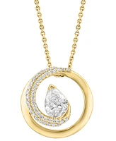 Effy Lab Grown Diamond Pear & Round Swirl Circle 18" Pendant Necklace (1-3/4 ct. t.w.) in 14k Gold