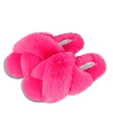 Jessica Simpson Women's Extra Soft High Plush Cross Band Slide Slippers