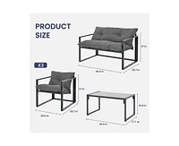 Pamapic 4-Piece Metal Outdoor Patio Conversation Set with Cushions