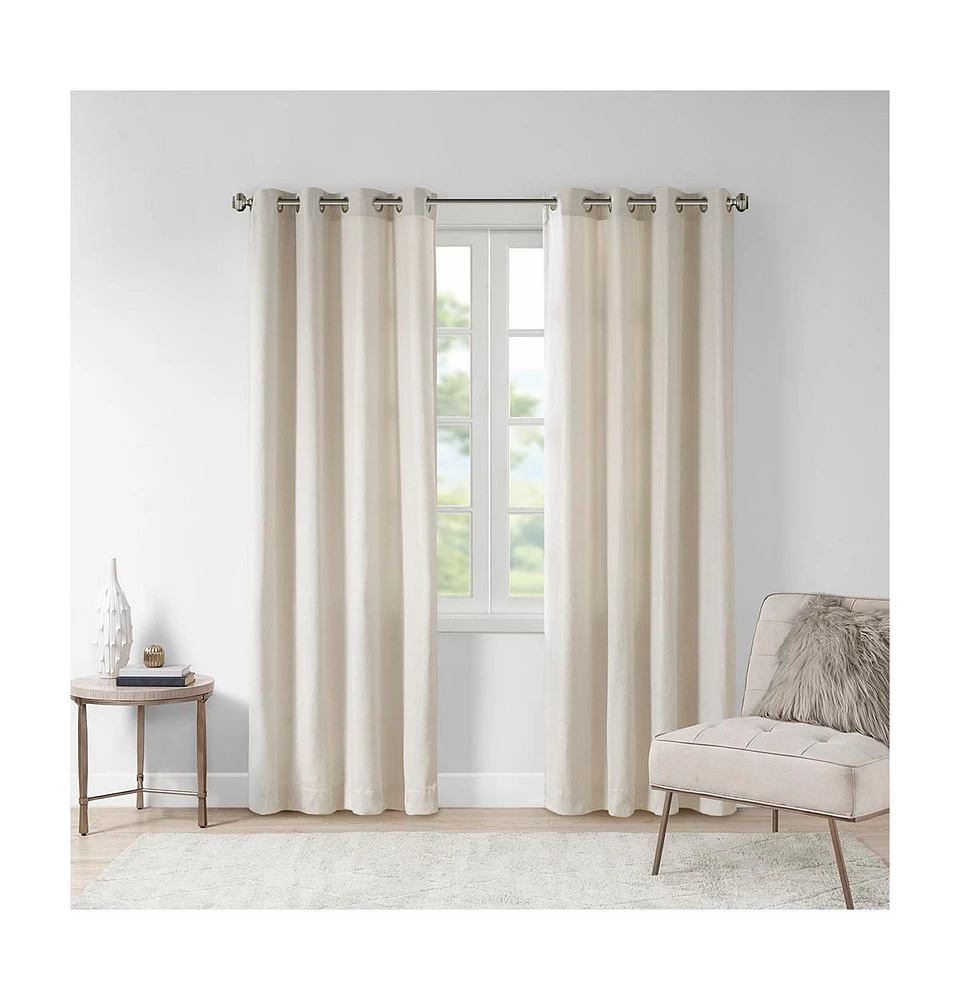 Madison Park Englewood Solid Piece Dyed Grommet Top Curtain Panel, 50"W x 84"L