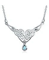 Bling Jewelry Blue Cz Good Luck Friendship Trinity Irish Love Knot Triquetra Infinity Statement Celtic Necklace Collar Pendant For Women Sterling Silv