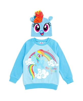 My Little Pony Toddler Girls Rainbow Dash Pullover Fleece Sweatshirt and Cosplay Hat to (2T - 10-12)