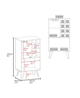 Fm Furniture Fairfax Bar Cabinet in melamine with glass rack and wine storage,white