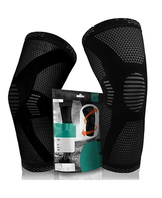 Powerlix Knee Brace Sleeve (Pair) for Pain & Sports - Medium