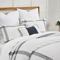 Ihi Home Pure Linen, Queen Duvet Cover Set/3, WhiteNavy