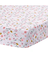 Lambs & Ivy Little Garden 3-Piece Embroidered Floral Baby Crib Bedding Set