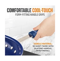 NutriChef 12'' Large Fry Pan with Lid - Non-stick Pan with Silicone Handle, Ceramic Coating Inside