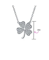 Bling Jewelry Celtic Shamrock Pave Cz Cubic Zirconia Lucky Charm Four Leaf Clover Pendant Necklace Rose Gold Plated .925 Sterling Silver
