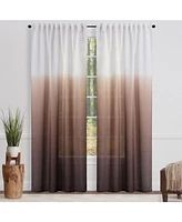 Chanasya Premium 2-Panel Gradient Ombre Faux Belgian Flax Semi Sheer Curtains