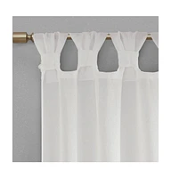 Madison Park Rosette Floral Embellished Cuff Tab Top Solid Curtain Panel, 50"W x 84"L