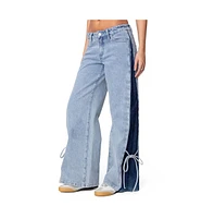 Edikted Women's Contrast Split Washed Jeans