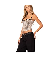 Edikted Women's Snakeskin Denim Corset