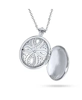 Bling Jewelry Keepsake Victorian Filigree Perfume Essential Oil Diffuser Oval Infinity Cross Locket Necklace For Women