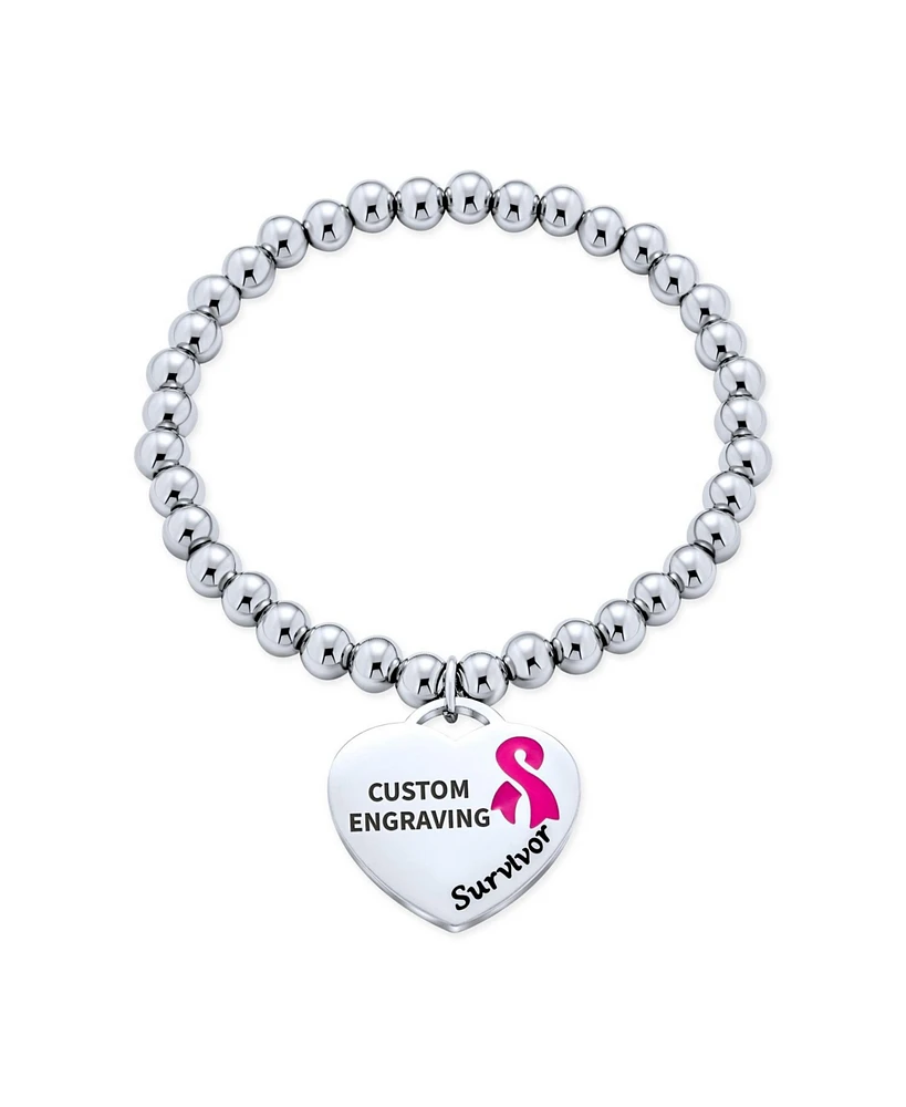 Bling Jewelry Pacemaker Medical Alert Id Stretch Bracelet Heart Pink Cancer Ribbon