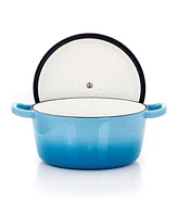 MegaChef 5 Quarts Round Enameled Cast Iron Casserole with Lid in