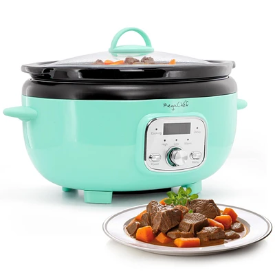 MegaChef 3.5 Quart Oval Electric Slow Cooker in Ivory with Ivory Pot