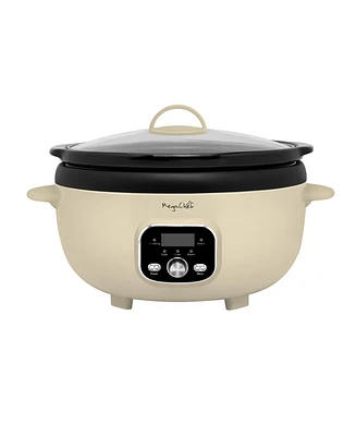 MegaChef 3.5 Quart Oval Electric Slow Cooker Ivory with Pot