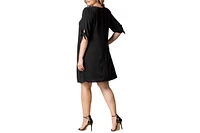 Kiyonna Plus Manhattan Shift Dress with Tie Sleeves