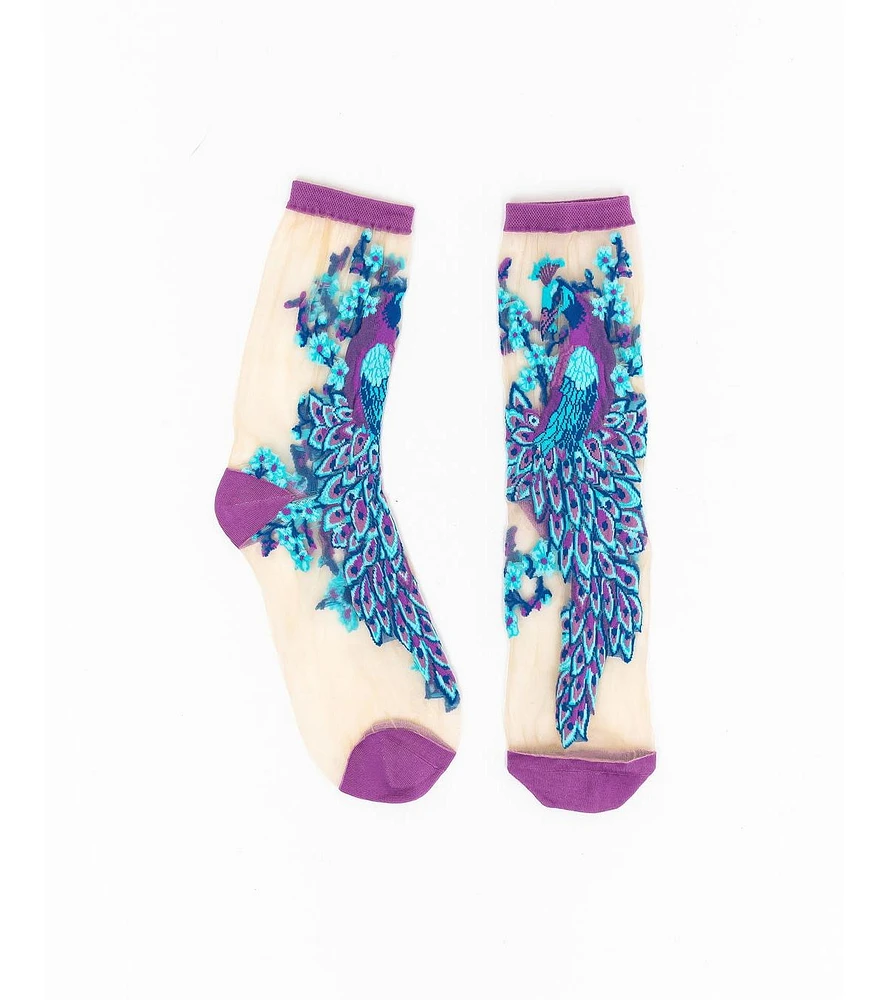 Sock Candy Women's Aquamarine Peacock Sheer Sock