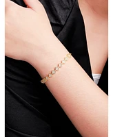 Devata Cubic Zirconia Clover Paperclip Chain Bracelet in 14K Gold, 6.5 in adj to 7.5 in, approx. 5.9 grams