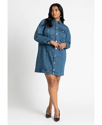 Eloquii Plus Denim Mini Shirt Dress