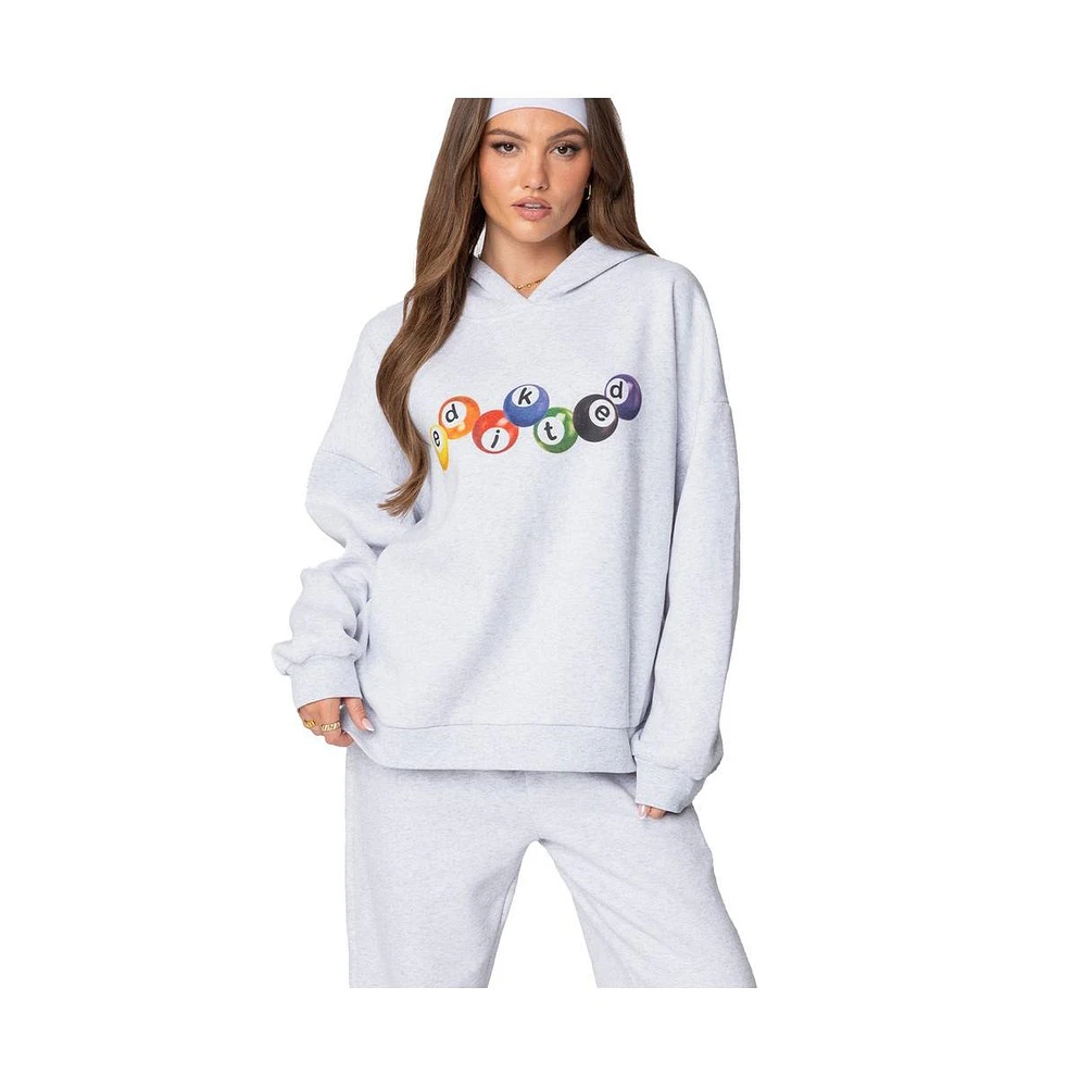 Edikted Women's Billiard Oversized Hoodie - Gray