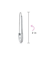 Bling Jewelry Safety Pin Symbol Support For displaced people Threader Earrings Crystal Accent Silver Tone Surgical Steel Add Charms