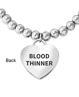 Bling Jewelry Blood Thinner Medical Alert Id Bracelet Heart Pink Cancer Ribbon