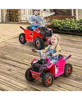 Gymax Kids Electric Ride On Atv Toy 6V Battery Powered Vehicle w/ Direction Control Rose Red