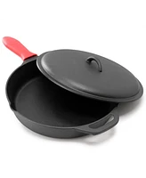 MegaChef 12 Inch Pre-Seasoned Cast Iron Skillet with Cast Iron Lid