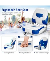 Sugift Set of 2 Folding Low Back Fishing Boat Seat with Stainless Steel Screws