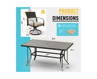 Pamapic 5-Piece Patio Outdoor Dining Set with Square Table and Rattan Swivel Chairs Green Cushion