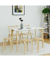 Gymax Set of 4 18'' Stacking Stool Round Dining Chair Backless Wood Home Decor