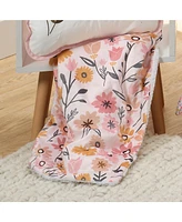 Lambs & Ivy Little Garden Soft Luxurious Pink Floral Warm Fleece Baby Blanket