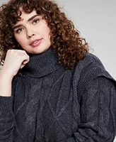 And Now This Trendy Plus Turtleneck Cable-Knit Sweater, Created for Macy's