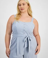 And Now This Trendy Plus Striped Sleeveless Jumpsuit, Exclusively at Macy's