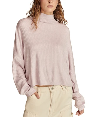Lucky Brand Women's Cloud Ribbed Knit Mock Neck Top