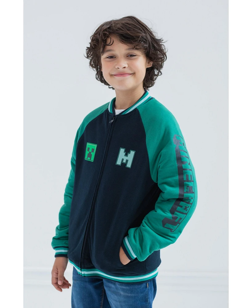 Minecraft Boys Zip Up Varsity Bomber Jacket to (5-6 - 18-20)