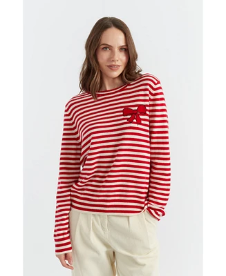 Chinti and Parker Women's Chinti & Parker Wool Bow Breton Sweater