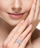 Effy Lab Grown Diamond Oval & Round Double Halo Ring (2-7/8 ct. t.w.) in 14k White Gold