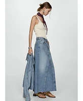 Mango Women's Slit Denim Skirt