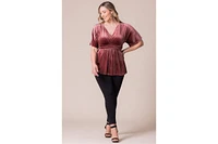 Kiyonna Plus Park Avenue Velvet Peplum Top