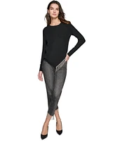 Karl Lagerfeld Paris Women's Asymmetrical Crystal-Trim Sweater