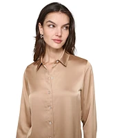 Karl Lagerfeld Paris Women's Rhinestone-Cuff Button-Down Top