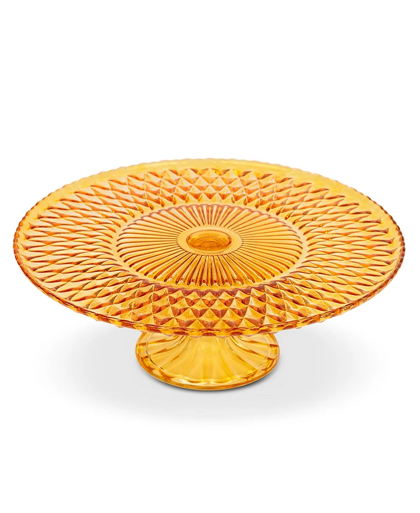 Amici Home Rochester Footed Glass Cake Stand - Amber