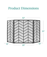 Best Choice Products 52x31in 3-Panel Iron Chevron Fireplace Screen, Spark Guard w/ Handles